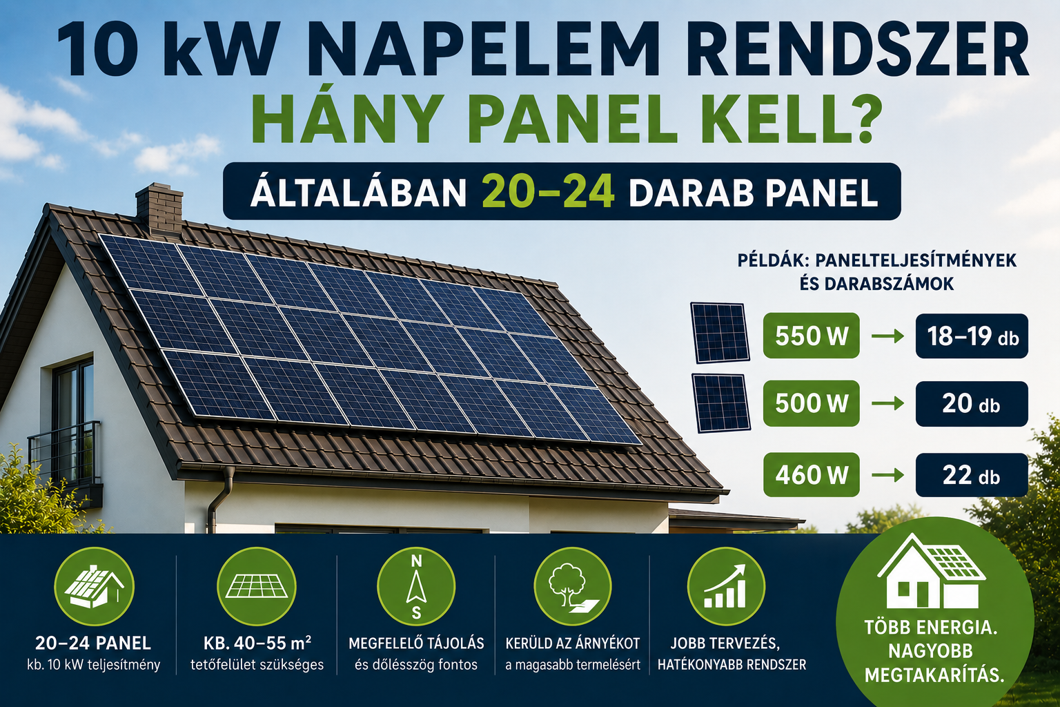 10 kW-os napelemes rendszer panel darabszám családi házon