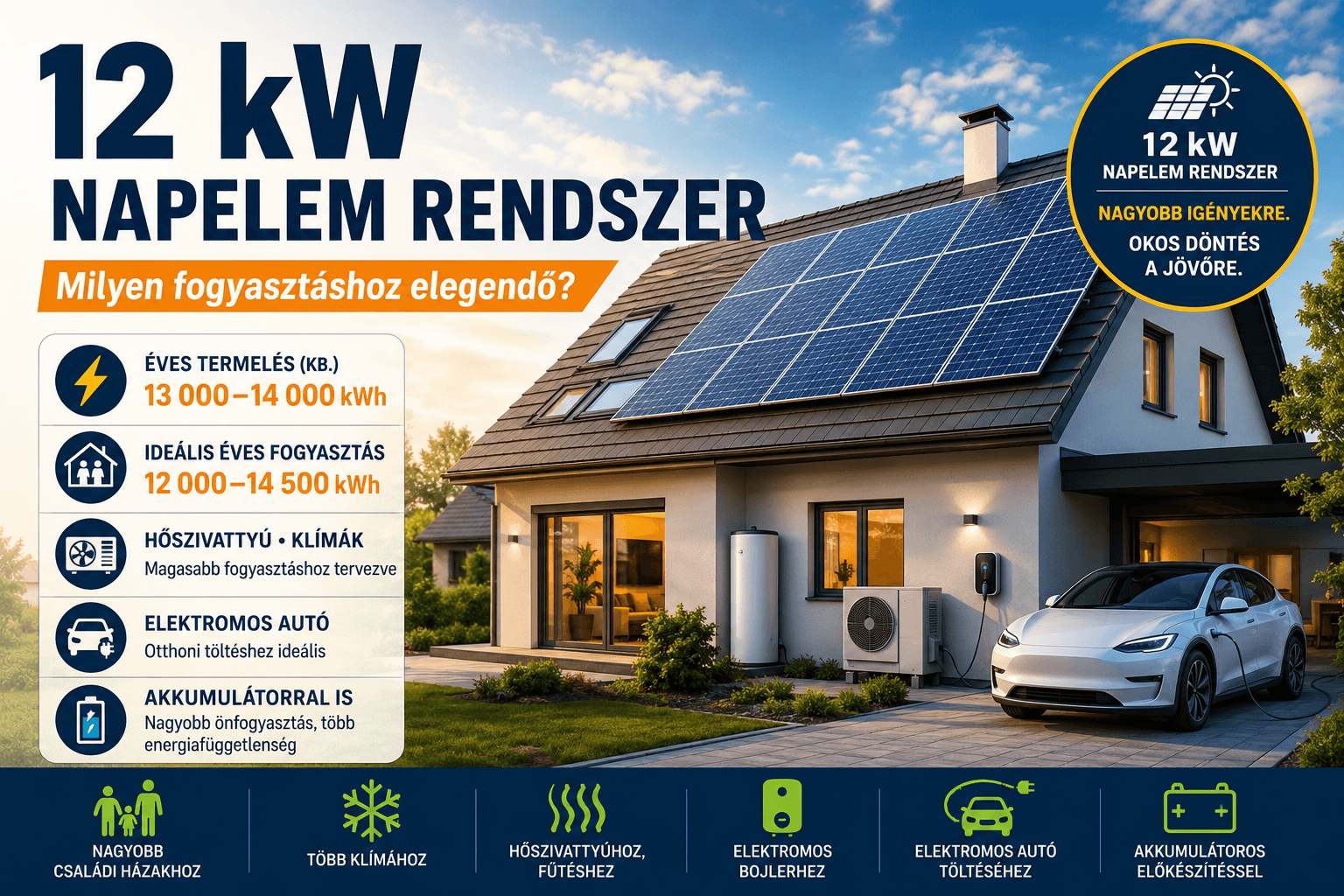 Milyen fogyasztáshoz elegendő egy 12 kW napelem rendszer családi háznál