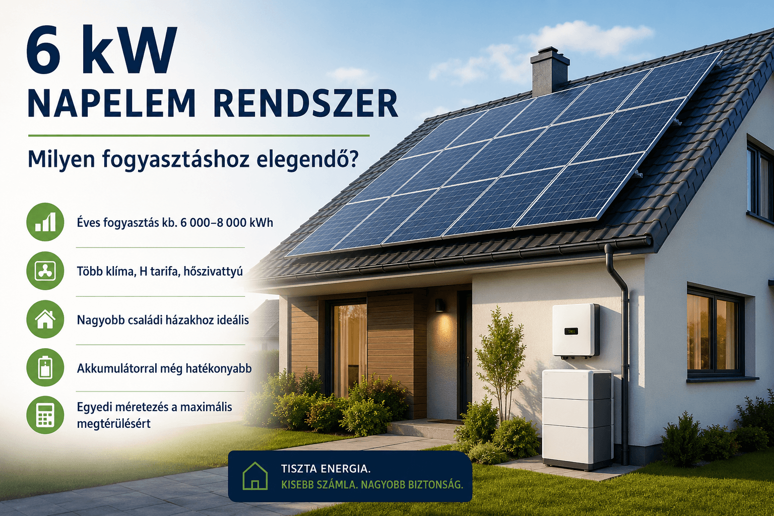 6 kW napelem rendszer családi ház fogyasztásához