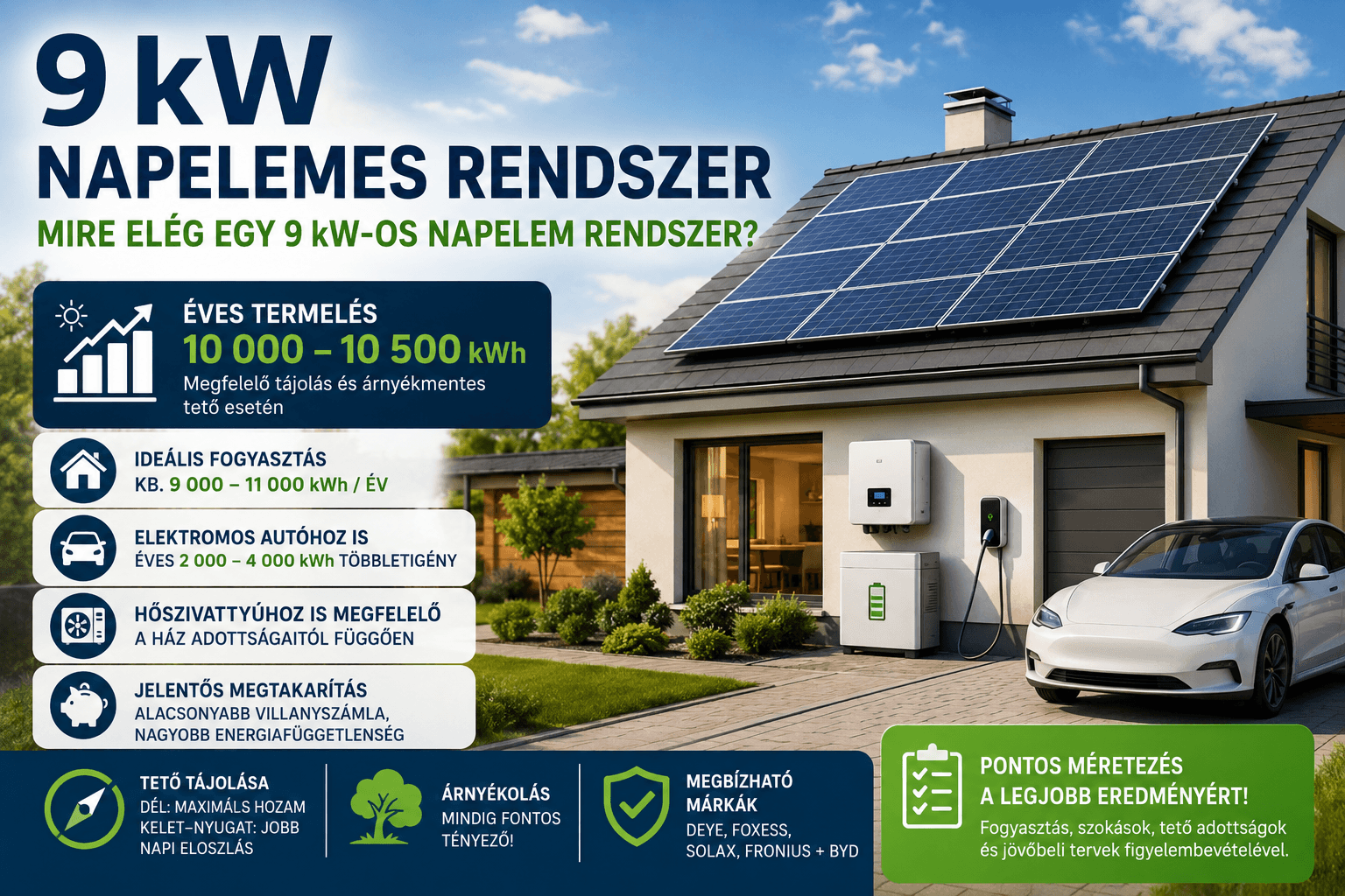 Milyen fogyasztáshoz elegendő egy 9 kW-os napelemes rendszer