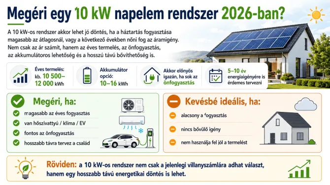 Mikor éri meg egy 10 kW napelem rendszer 2026-ban